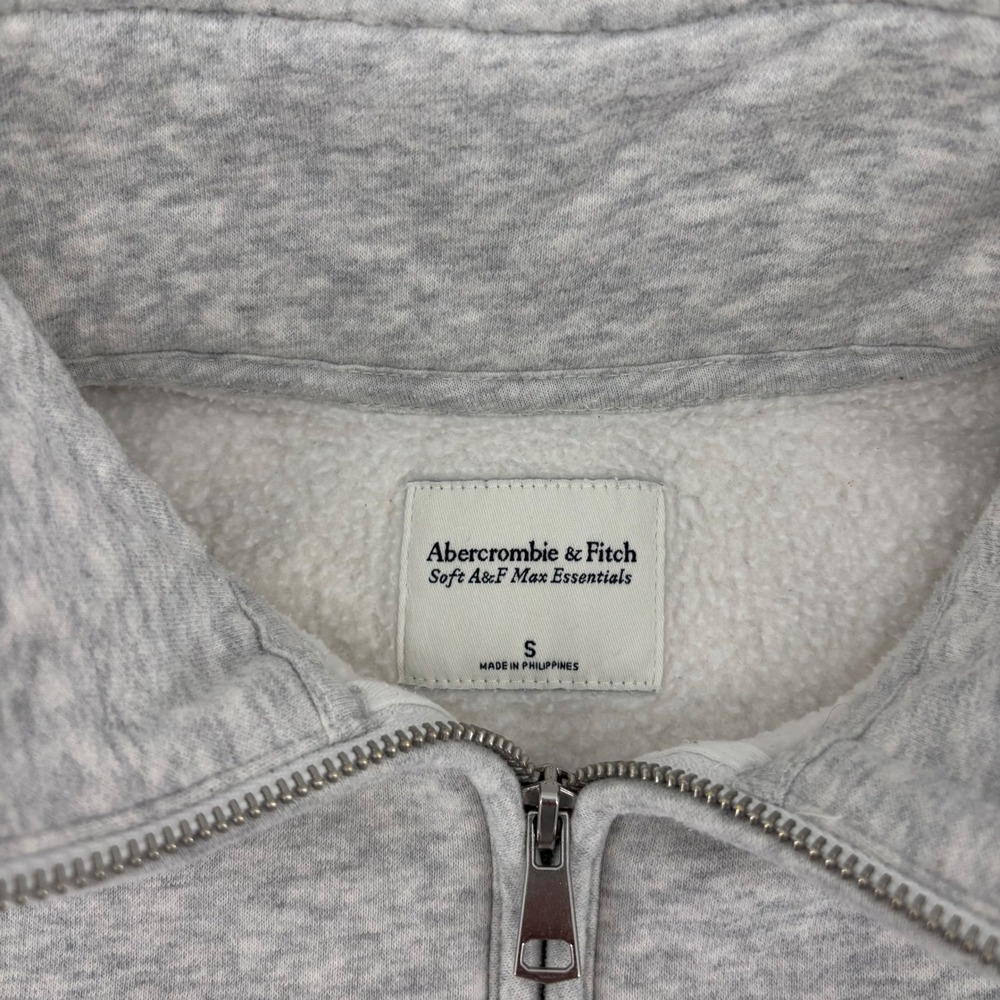 Abercrombie &‎ Fitch Quarter Zip Sweatshirt Womens S Grey Max Essentials Comfy - Picture 2 of 7